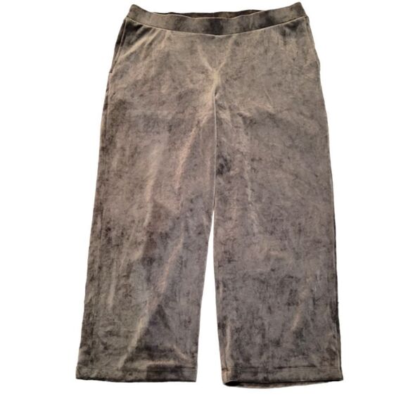 J. Jill Pure Pull On Pants Velvet Velour Gray Polyester Spandex Women's XL - Picture 1 of 5